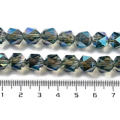 Electroplate Glass Beads Strands, Full Rainbow Plated, Polygon