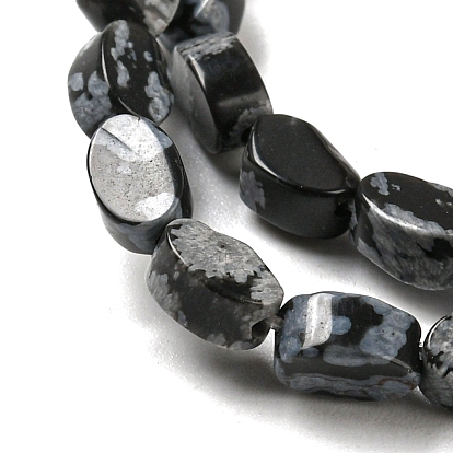 Natural Snowflake Obsidian Beads Strands, Flat Oval