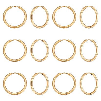 12пары 304 серьги-кольца Huggie Hoop из нержавеющей стали, с 316 хирургическими штифтами из нержавеющей стали, кольцо