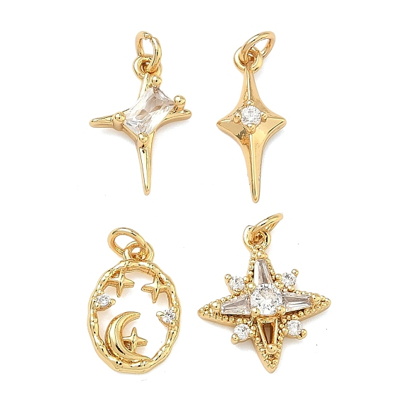 Латунные микро проложить кубического циркония подвески, звезды прелести, без свинца и без кадмия, стойки покрытие, долговечный