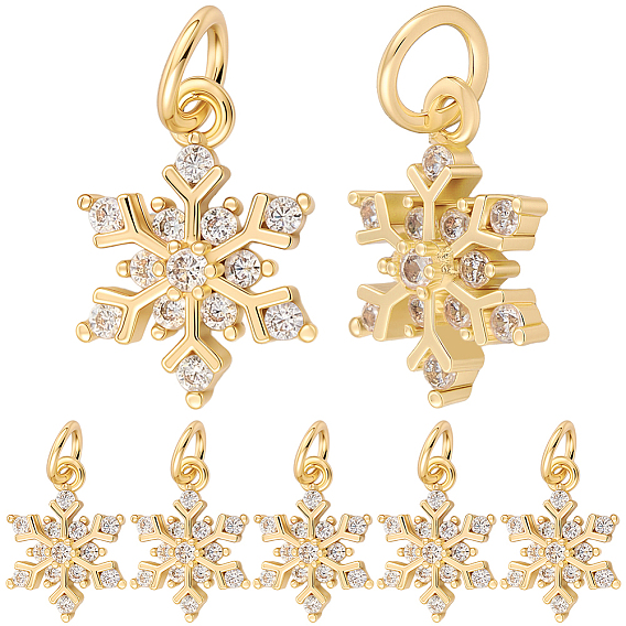 10подвески из кубического циркония с покрытием из латуни с микропаве, долговечный, без кадмия и без свинца, с целью перехода в кольце, снежинка очарование