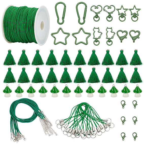 Набор для самостоятельного изготовления мобильного ремня, в том числе изготовление ожерелий из вощеного шнура, ремни для мобильных устройств из полиэфирного шнура и украшения кисточками, подвески из грибной смолы, алюминия скалолазание карабинов