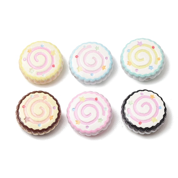 Printed Opaque Acrylic Beads, Swirl Cake