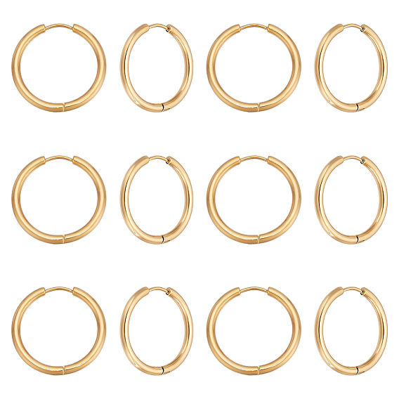12пары 304 серьги-кольца Huggie Hoop из нержавеющей стали, с 316 хирургическими штифтами из нержавеющей стали, кольцо