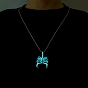 Luminous Glow in the Dark Alloy Scorpio Pendant Necklaces, with Stainless Steel Curb Chain