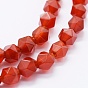 Natural Carnelian Beads Strands, Dyed & Heated, Faceted, Star Cut Round Beads