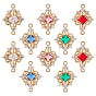10 шт. 5 цвета латунь паве прозрачные кубические цирконии и стеклянные полые ромбовидные соединительные подвески, золотой свет