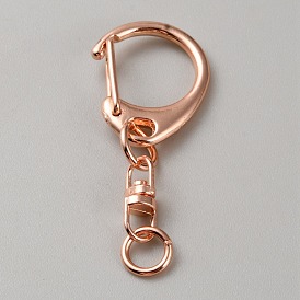 Iron Split Key Rings, with Zinc Alloy Lobster Claw Clasps