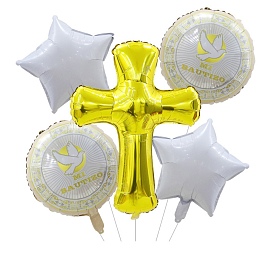 Aluminum Film Balloons Set, for Baby Shower Blessing, Infant Baptism, Religion