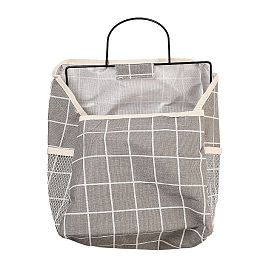 (распродажа с дефектом: без крючка) прикроватная тумбочка из поликоттона с рисунком в клетку для студенческого общежития, сумка для хранения, сумка-органайзер