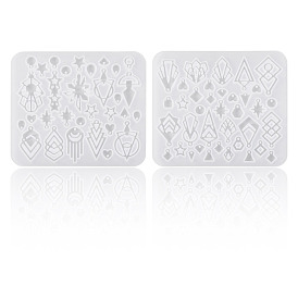 2Pcs 2 Styles DIY Silicone Pendant Molds, Resin Casting Molds, Mixed Shapes