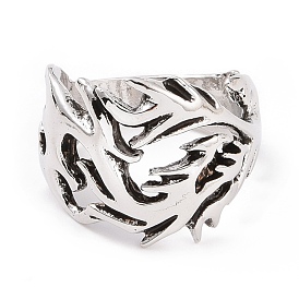 Dragon Alloy Wide Band Rings for Men, Punk Hollow Cuff Rings