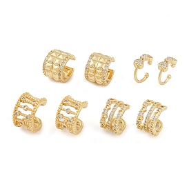 Brass Micro Pave Clear Cubic Zirconia Cuff Earring for Women