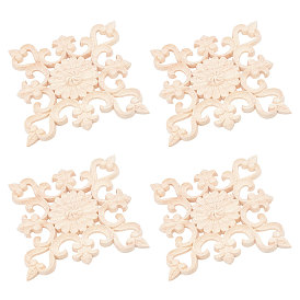 Резная накладка из натурального дерева, неокрашенная накладка мебель украшения дома, цветок