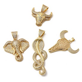 Латунные микропаве прозрачные подвески с фианитом, долговечный, стойки покрытие, без свинца и без кадмия, реальный 18 k позолоченный