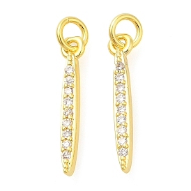 Leaf Rack Plating Brass Micro Pave Cubic Zirconia Pendants, Lead Free & Cadmium Free