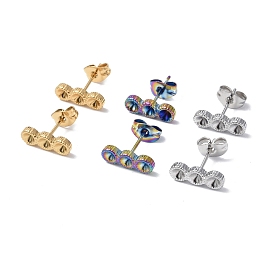 304 Stainless Steel Stud Earring Findings, with Rhinestone Settng and Ear Nuts, Flat Round