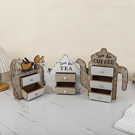 Coffee Theme Wooden Multi-Layer Jewelry Storage Drawer Boxes, Home Decoration Displays for Earrings Rings Necklaces