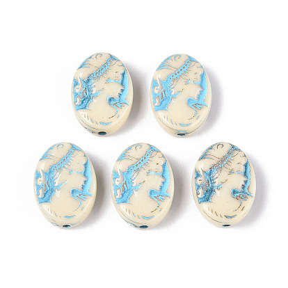 Окрашенные непрозрачные акриловые бусины, овальные