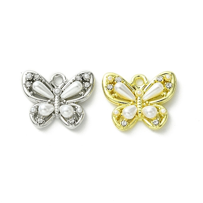 Alloy and Rhinestone Pendant, with Resin, Butterfly