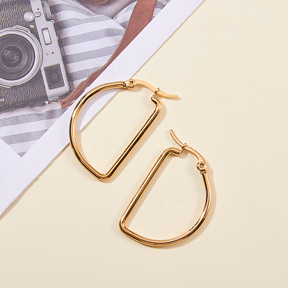 Envoltura de alambre de forma semicircular 304 aretes de aro de acero inoxidable para niña mujer