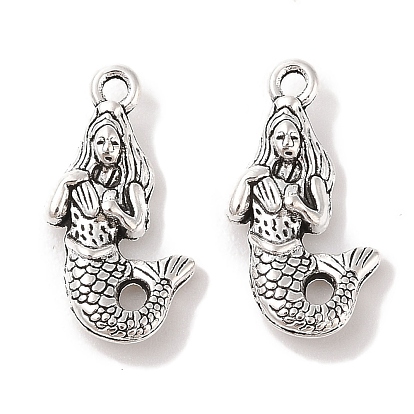 Tibetan Style Alloy Pendants, Mermaid, Cadmium Free & Lead Free, 23x10.5x4mm, Hole: 2mm, about 490pcs/1000g