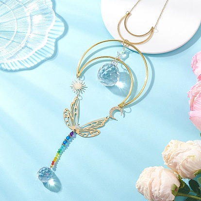 Латунные соединительные элементы и стеклянные подвески для окон, с 304 кабельными цепочками из нержавеющей стали, луна с луной