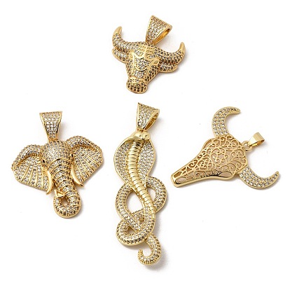 Латунные микропаве прозрачные подвески с фианитом, долговечный, стойки покрытие, без свинца и без кадмия, реальный 18 k позолоченный