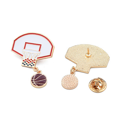 Баскетбольная эмалированная булавка, Значок спортивной тематики из легкого позолоченного сплава для рюкзака, без свинца и без никеля 