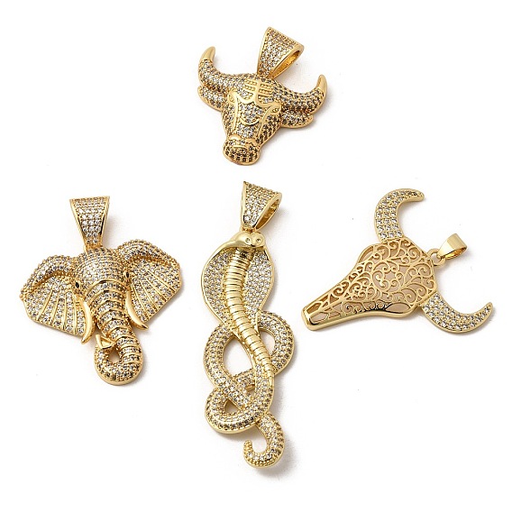 Латунные микропаве прозрачные подвески с фианитом, долговечный, стойки покрытие, без свинца и без кадмия, реальный 18 k позолоченный