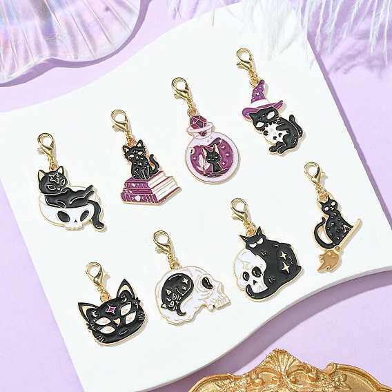 Украшение подвески из сплава эмали, с цинковым сплавом застежками омаров коготь, форма кошки