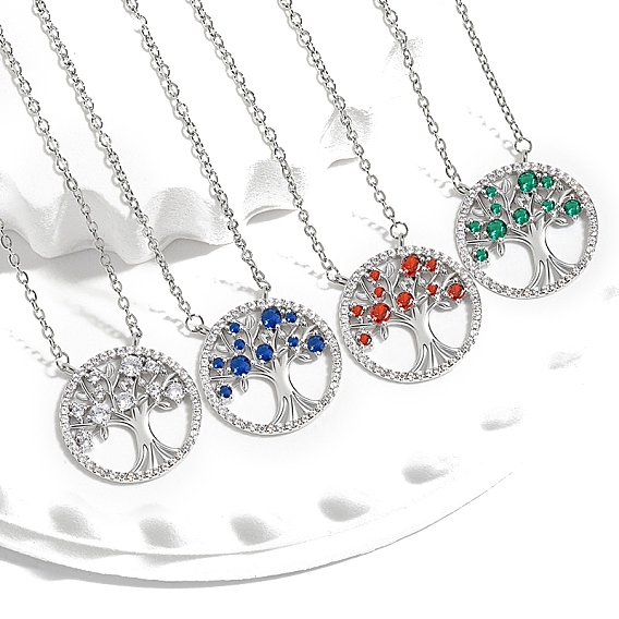 Бохо латунный кубический цирконий кулон «дерево жизни» ожерелья с цепочкой для женщин, платина