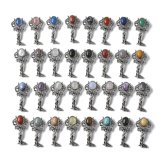 Подвески из латуни с драгоценными камнями в виде ангела, с целью перехода в кольце, античное серебро