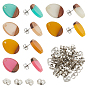Resin & Walnut Wood Stud Earring Findings, with 304 Stainless Steel Pin, Teardrop