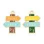 Alloy Enamel Pendants, Indicator Charms, Golden