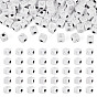 150Pcs 5 Styles Opaque Acrylic Beads, Cube with Letter A E I O U, Silver Metal Enlaced
