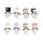 8шт 8 цвета подвески из стеклянных бусин, кот в форме ангела, с крылом из сплава и 304 петлей из нержавеющей стали