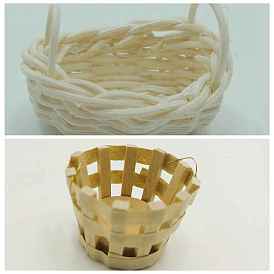 Mini Bamboo Basket, Miniature Ornaments, Micro Landscape Garden Dollhouse Accessories, Pretending Prop Decorations