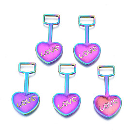 Pendentifs en alliage de couleur arc-en-ciel, sans cadmium et sans nickel et sans plomb, cœur