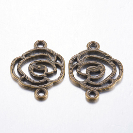 Tibetan Style Alloy Links/Connectors, Lead Free and Cadmium Free, for Mother's Day Gift Making, Flower, 26x20x1mm, hole: 2mm