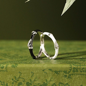 Эмалированные кольца из бамбукового сплава с кристаллами и стразами, платина