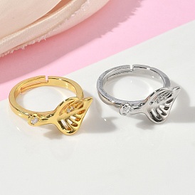 Регулируемые кольца для пальцев с микропаве из кубического циркония из латуни, лист, стойки покрытие, без кадмия и без свинца, долговечный