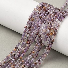 Натуральные фиолетовые фантомные кварцы, фиолетовые лодолитовые кварцевые бусины, нити, граненые круглые
