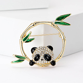 Cute Bamboo Panda Alloy Brooches, Enamel Pins