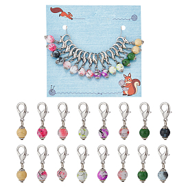 16 шт. 8 цвета, круглые стеклянные подвесные маркеры для петель, подвески с застежкой-лобстером крючком