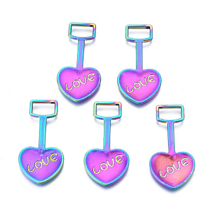 Pendentifs en alliage de couleur arc-en-ciel, sans cadmium et sans nickel et sans plomb, cœur