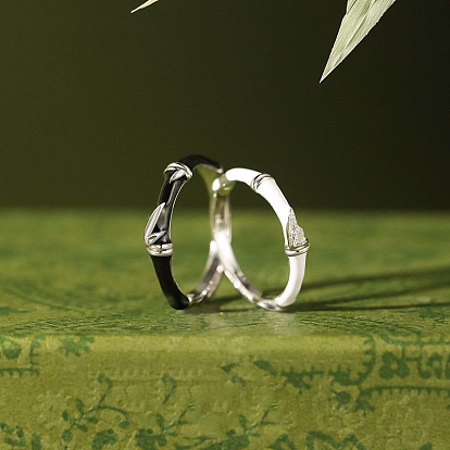 Эмалированные кольца из бамбукового сплава с кристаллами и стразами, платина