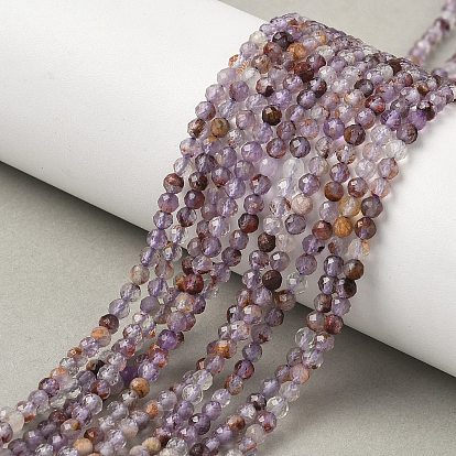 Натуральные фиолетовые фантомные кварцы, фиолетовые лодолитовые кварцевые бусины, нити, граненые круглые