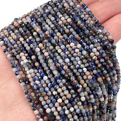 Natural Sodalite Beads Strands, Faceted, Round