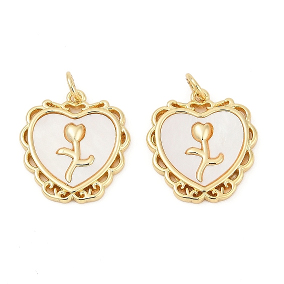 Подвески из латуни с натуральными белыми ракушками, подвески в виде цветка розы, с прыжковых колец, без кадмия и без свинца, долговечный, стойки покрытие